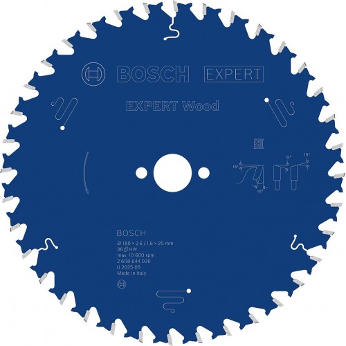BOSCH Kreissägeblatt Expert for Wood, 180 × 2,6/1,6 × 20 mm, T36 608644030