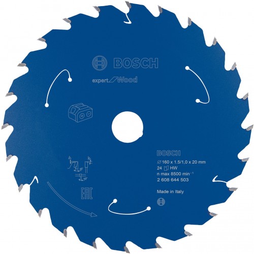 BOSCH 160x20x1,5/1x24T Kreissägeblatt für Akk Expert for Wood 2608644503