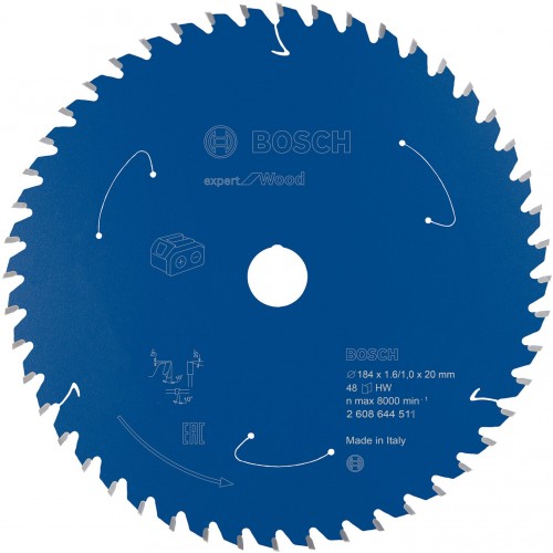 BOSCH Kreissägeblatt für Akk Expert for Wood 184x20x1,6/1x48T 2608644511