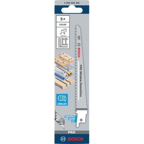 BOSCH PRO Window Demolition S611DF Säbelsägeblatt, 1,25 x 19 x 150 mm, 5-tlg. 2608656258 BOSCH PRO Window Demolition S611DF Säbelsägeblatt, 1,25 x 19 x 150 mm, 5-tlg. 2608656258