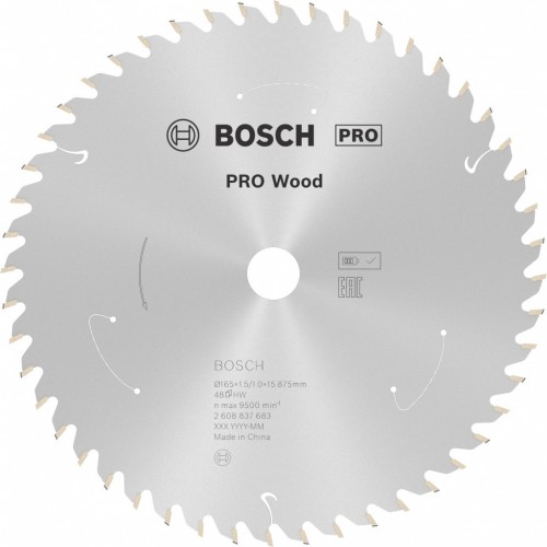 BOSCH PRO Wood cordless Kreissägeblat 165x15,875x1,5/1,0x48T 2608837683