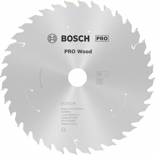 BOSCH PRO Wood cordless Kreissägeblat 165x20/16x1,5/1,0x36T 2608837686