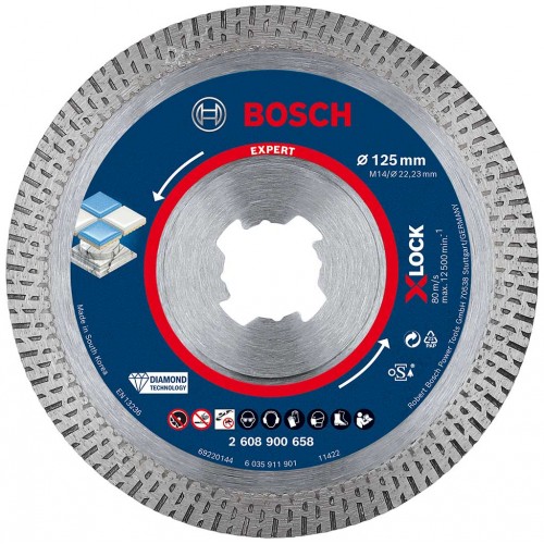 BOSCH EXPERT HardCeramic X-LOCK Diamanttrennscheiben, 125 x 22.23 x 1.4 x 10 mm 2608900658