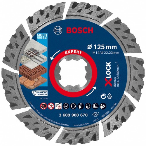 BOSCH EXPERT MultiMaterial X-LOCK Diamanttrennscheiben, 125 x 2,4 x 12 mm 2608900670