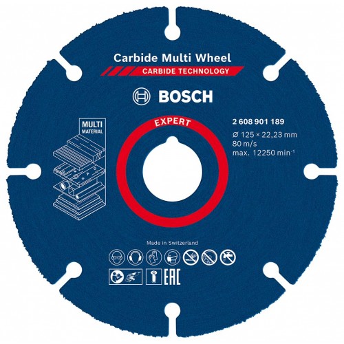 BOSCH EXPERT Carbide Multi Wheel Trennscheibe, 125 mm, 22,23 mm 2608901189