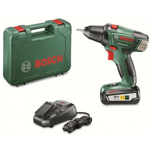 BOSCH Akku-Bohrschrauber PSR 18 Li-2 (2,5 Ah) mit 1 Akku 060397330G