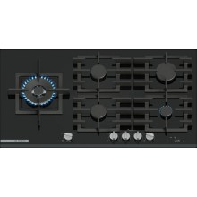 Bosch Serie 8 Gaskochfeld 90 cm Hartglas, Schwarz PRS9A6H40