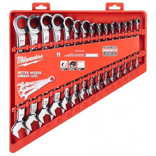 Milwaukee 4932464996 Ratschen Ringmaulschlüsselsatz MAX BITE imperial 15