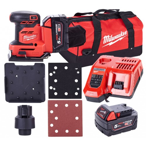 Milwaukee M18 BQSS-502B Akku-schwingschleifer (2x5.0Ah) Werkzeugtasche 4933479967