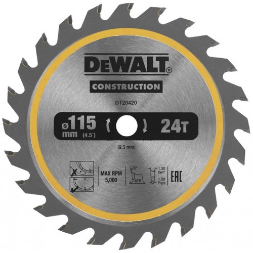 DeWALT DT20420-QZ Kreissaegeblatt Akku 115 x 9,5mm 24Z