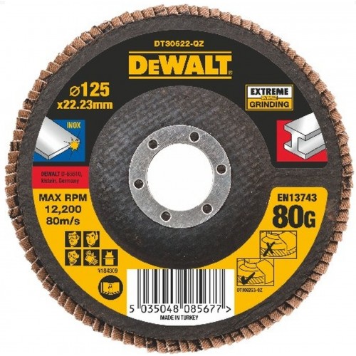 DeWALT DT30622 Extreme Fächerscheibe 4 1/2" 125 mm x 22,23 mm Körnung 80 DeWALT DT30622 Extreme Fächerscheibe 4 1/2" 125 mm x 22,23 mm Körnung 80
