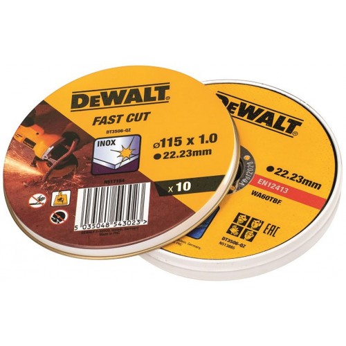 DeWALT DT3506-QZ 10 x Trennscheibe Edelstahl flach 115 mm x 1.0 mm