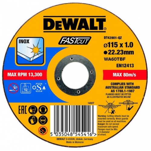 DeWALT Trennscheibe Edelstahl flach 115 x 1 mm - DT43901-QZ