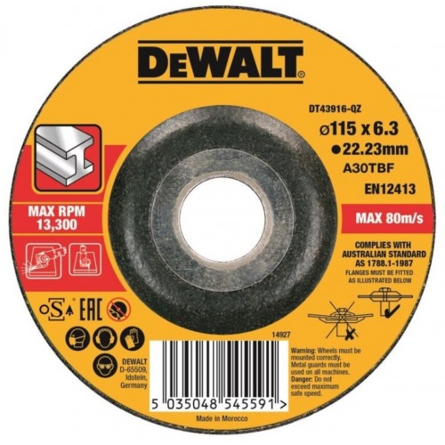 DeWALT DT43916-QZ Schruppscheibe Metall gekr 115 x 6,3 mm DeWALT DT43916-QZ Schruppscheibe Metall gekr 115 x 6,3 mm