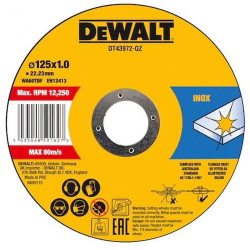 DeWALT DT43972-QZ Trennscheibe Edelstahl flach 125 x1 x 22,2mm 10stk DeWALT DT43972-QZ Trennscheibe Edelstahl flach 125 x1 x 22,2mm 10stk