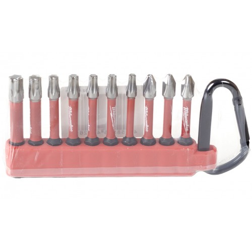 Milwaukee SHOCKWAVE Bit-Set mit Karabiner 10-teilig TX/PZ/PH 4932480941