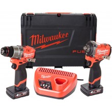 Milwaukee M12 FUEL Starter-Kit M12FPP2X2-402X: M12 FPD2-0 + FCIWF12G3 (2x4,0Ah)