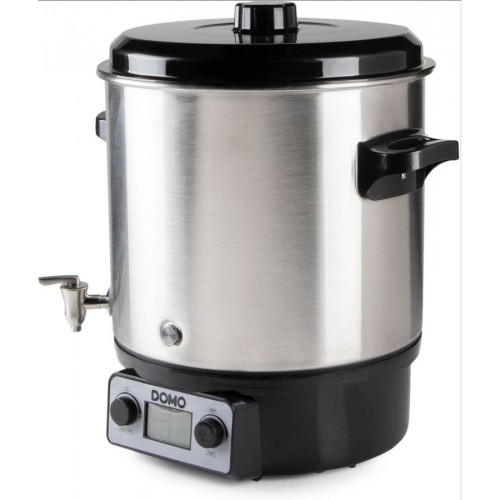 DOMO Einkochautomat, Edelstahl mit LCD - 2 Öffnungen - Edelstahlhahn (27l/2000W) DO42329PC