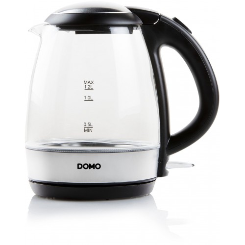 DOMO Wasserkocher schnurlos (1,2Liter / 2200Watt) , Schwarz/Silber DO9218WK