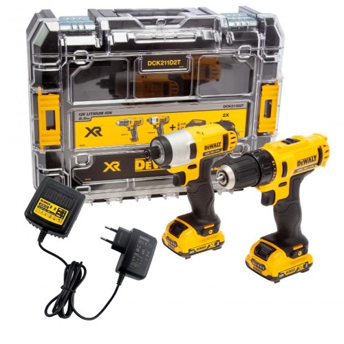 DeWALT DCK211D2T-QW Combo Kit Satz Bohrmaschine SchraubenzieherAtornillad 10.8V 2x2,0 Ah