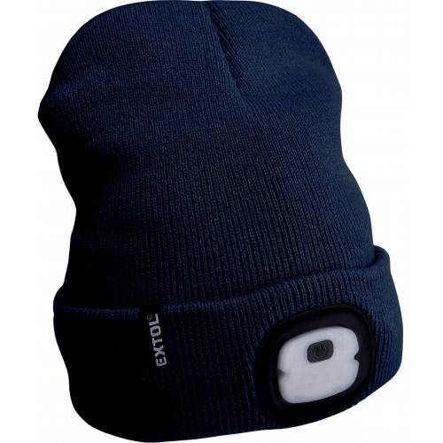 EXTOL LIGHT Kappe mit Stirnlampe 4x25lm, USB-Aufladung, dunkelblau, ECONOMY, 43456
