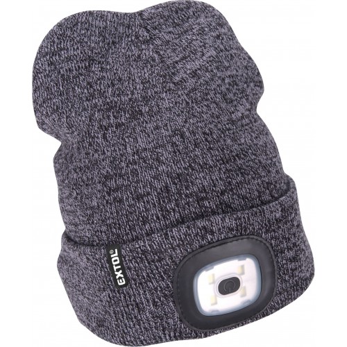 EXTOL LIGHT Kappe mit Stirnlampe 4x45lm,USB-Aufladung,grau/schwarz, Universalgröße 43462