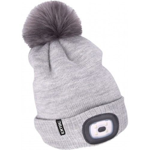 EXTOL LIGHT Kappe mit Stirnlampe 4x45lm, USB-Aufladung, hellgrau mit Bommel 43465 EXTOL LIGHT Kappe mit Stirnlampe 4x45lm, USB-Aufladung, hellgrau mit Bommel 43465
