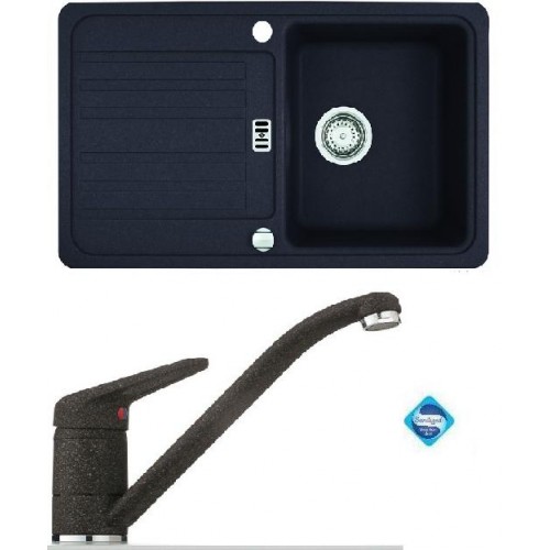 Franke SET G19 Fragranit Einbauspüle EFG 614-78 onyx + Küchenarmatur FC 9541.071