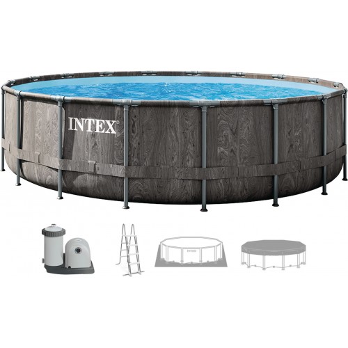 INTEX GREYWOOD PRISM FRAME Rundpool 549 × 122 cm mit Filteranlage 220–240V 26744NP INTEX GREYWOOD PRISM FRAME Rundpool 549 × 122 cm mit Filteranlage 220–240V 26744NP