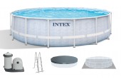 INTEX CHEVRON PRISM FRAME Rundpool 488×122 cm mit Kartuschenfilteranlage 220–240V 26746NP