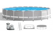INTEX PRISM FRAME Rundpool 610 × 132 cm mit Kartuschenfilteranlage 12V 26756GN