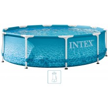 INTEX METAL FRAME BEACHSIDE Pool 305 × 76 cm mit Filteranlage 12V 28208GN