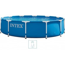 INTEX METAL FRAME Pool 366 x 76 cm mit 12-V-Filteranlage 28212GN