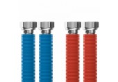 MERABELL Aqua Flexi Anschlussset G1/2"-G1/2" 30-60cm-2 Stk. Schlauch (blau, rot)M0055