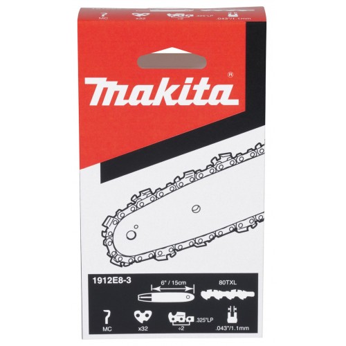 Makita 1912E8-3 Sägekette 15 cm 1,1 mm 0,325" .043" 80TXL 32 Treibglieder für DUC150