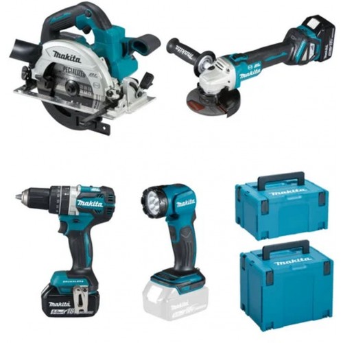 Makita DLX4154TJ Akku Multitool-Set DHP484+DGA513+DHS661+DML815+(2x18V/2x5,0Ah)+(2x MP)