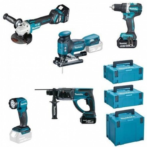 Makita DLX5066TJ Akku Multitool-Set DDF484+DGA513+DHR202+DJV181+DML815+(3x18V/3*5Ah)