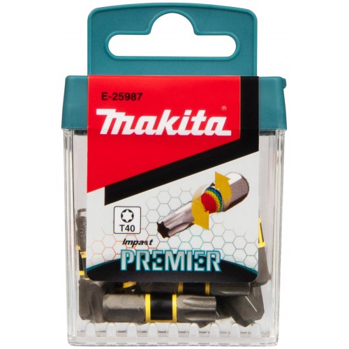 Makita E-25987 Torsionsbit Impact Premier Serie (C-form) T40 – 25 mm, 15 Stück