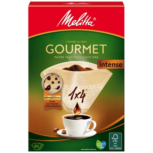 Melitta Filtertüten Gourmet Intense 1x4, Größe 4, braun, 80 Stück