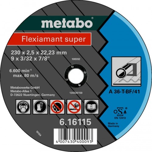 Metabo Flexiamant super 230x2,5x22,23 Stahl, TF 41 616115000 Metabo Flexiamant super 230x2,5x22,23 Stahl, TF 41 616115000