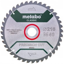 Metabo Precision Cut Wood-Classic Sägeblatt für Holz HW/CT 216x30, Z40 WZ 5° 628060000