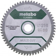Metabo "Multi Cut Classic" HW/CT Kreissägeblatt 216x30, 60 PZ/LZ 5° 628066000