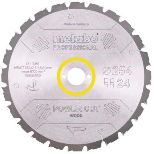 Metabo Sägeblatt "power cut wood - professional", 254x30, Z24 WZ 5° neg. 628220000 Metabo Sägeblatt "power cut wood - professional", 254x30, Z24 WZ 5° neg. 628220000