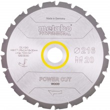 Metabo Sägeblatt "Power Cut Wood - professional" 216x30, Z20 WZ 5° 628230000