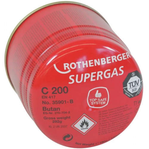 Rothenberger Gaskartusche C200 Supergas 190 g mit Sicherheitssystem 035901-B