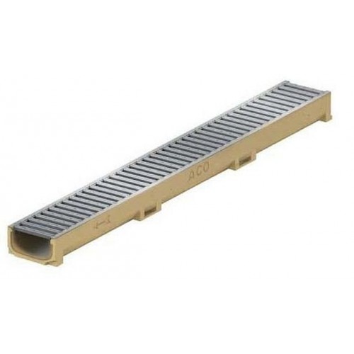 ACO Euroline 60 Flachrinne 1 m, H=5,8 cm, inkl. verzinktem Stegrost 416922