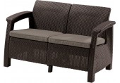 ALLIBERT CORFU LOVE SEAT 2-Sitzer Sofa, 128 x 70 x 79cm, braun/grau-beige 17197359