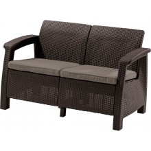 ALLIBERT CORFU LOVE SEAT 2-Sitzer Sofa, 128 x 70 x 79cm, braun/grau-beige 17197359