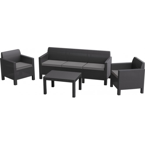 ALLIBERT ORLANDO 3 SEATER Lounge-Set, Gartenmöbel, graphit/grau 17202802