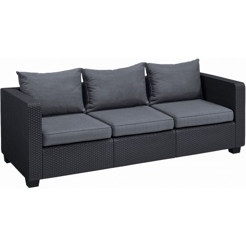 ALLIBERT SALTA 3 Lounge 3-Sitzer-Sofa, 200,5 x 84 x 65,5 cm, graphit/grau 17206018